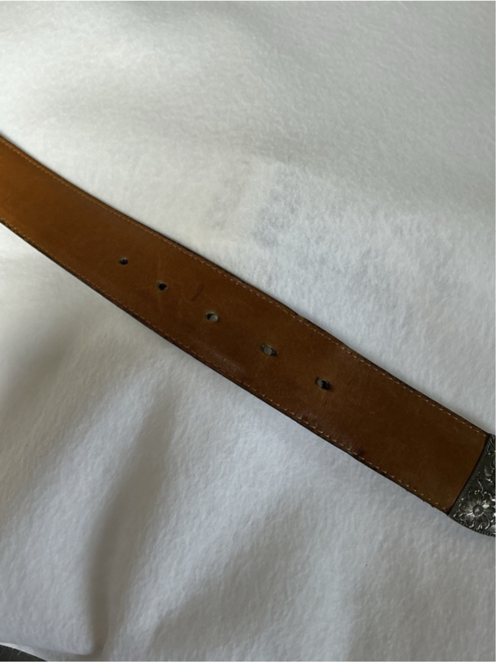 Vintage Al Beres USA Lizard Leather Belt Sz 30 Brown Western 3 Piece Tip Buckle - Picture 13 of 15